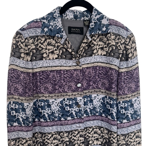 Vintage Dana Buchman Floral Long Sleeve 100% Silk Long Sleeve Blouse Size 2 - Picture 3 of 13